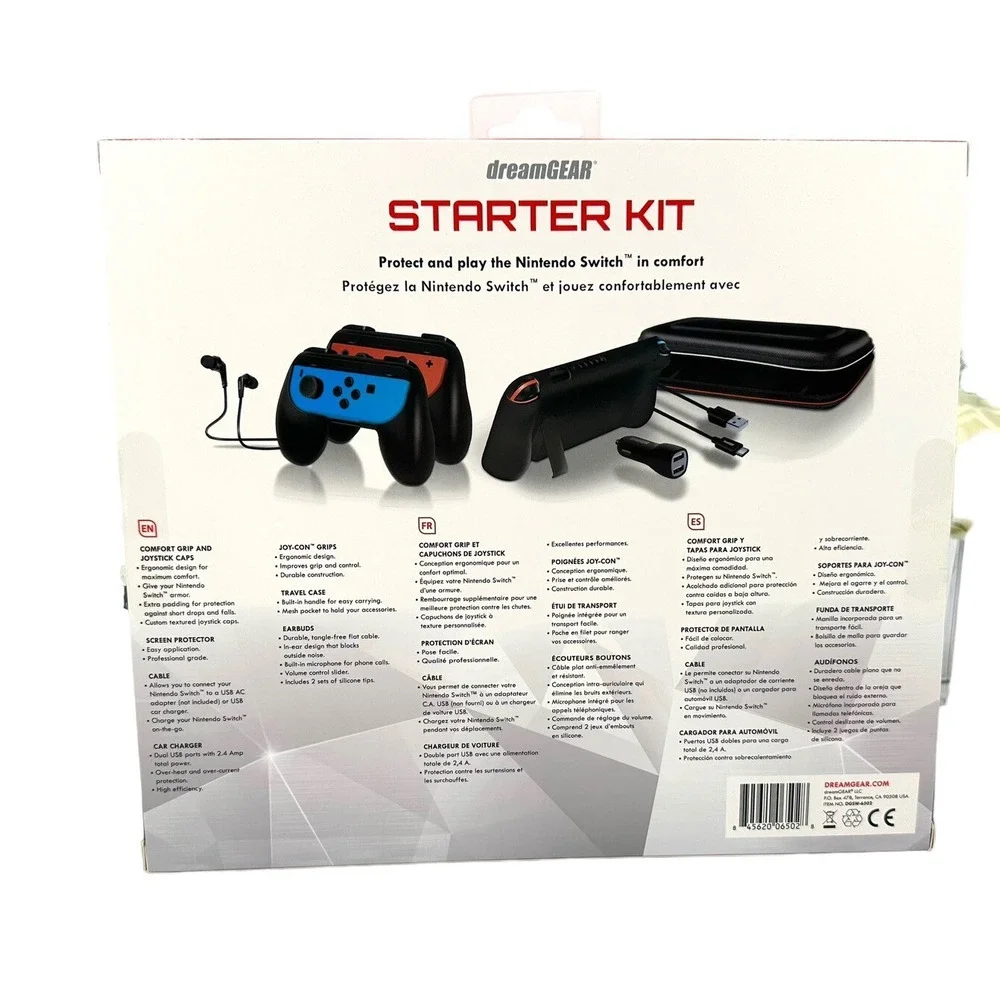 Nintendo Switch Accessories Bundle Case Charger Earbuds Grip Starter Kit NEW